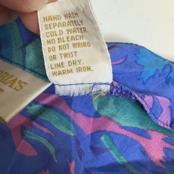 Victorias Secret Vintage Gold Tag Floral Silk Dress Size Medium 90s Mom Look - Picture 4 of 7